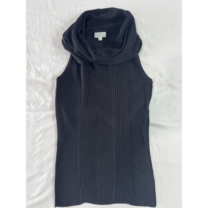 Joseph A Black Ribbed Sleeveless Cowl Neck Sweater Top XL Knit Minimalist Chic
